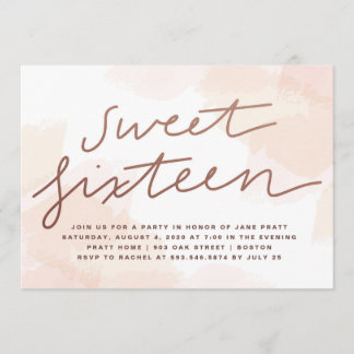 Invitation Sweet sixteen aquarelle