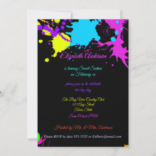 Invitation Sweet Sixteen, Bat Mitzvah, Néon Lumine
