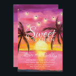 Invitation Sweet sixteen, Beach Sunset Anniversaire Invitatio<br><div class="desc">Sweet sixteen,  Beach Sunset Anniversaire Invitations. Vibrant et audacieux doux 16 invitations conçues avec un beau coucher de soleil rose et violet,  des palmiers et des accents de fil clair. Conçu pour les ados,  cette invitation au sweet sixteen couché de soleil sera une introduction fabuleuse à votre journée spéciale.</div>