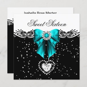 Invitation Sweet sixteen bleu turquoise Sweet 16 Party