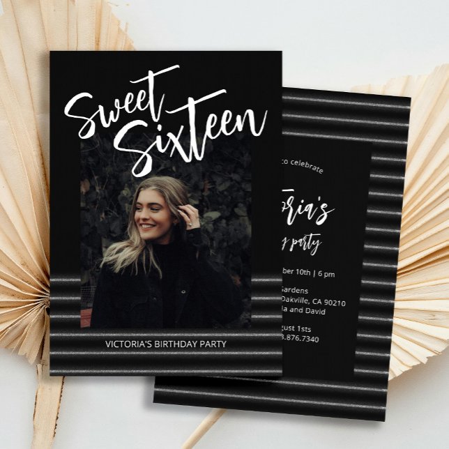 Invitation Sweet sixteen Blue Neon Parties scintillant Annive (Créateur téléchargé)