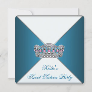 Invitation Sweet sixteen Blue Tiara