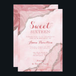 Invitation Sweet sixteen Blush Pink Gold Agate Géode Annivers<br><div class="desc">Un Sweet sixteen moderne et élégant Blush Pink Gold Agate Geode Anniversaire Invitation</div>