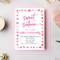 Sweet sixteen Coeurs rouges roses 16e fête d'anniv