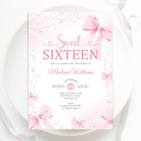 Sweet sixteen Coquette Pink Bows Pearls