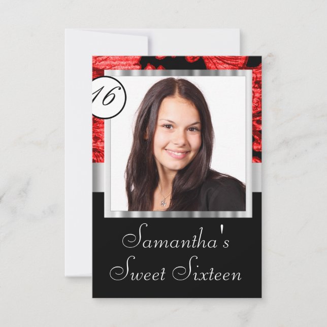 Invitation Sweet sixteen damassé personnalisé (Devant)