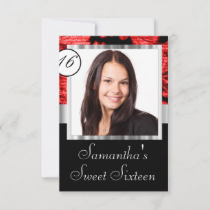 Invitation Sweet sixteen damassé personnalisé