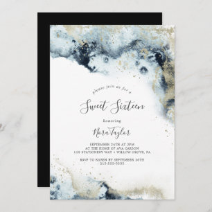 Invitation Sweet sixteen d'aquarelle de la marine Abstraite