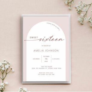 Invitation Sweet sixteen d'arc moderne et minimaliste