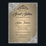 Invitation Sweet sixteen d'argent d'or en dentelle diamant<br><div class="desc">Invitations de Sweet sixteen plus élégantes dans le Little Bayleigh Store</div>
