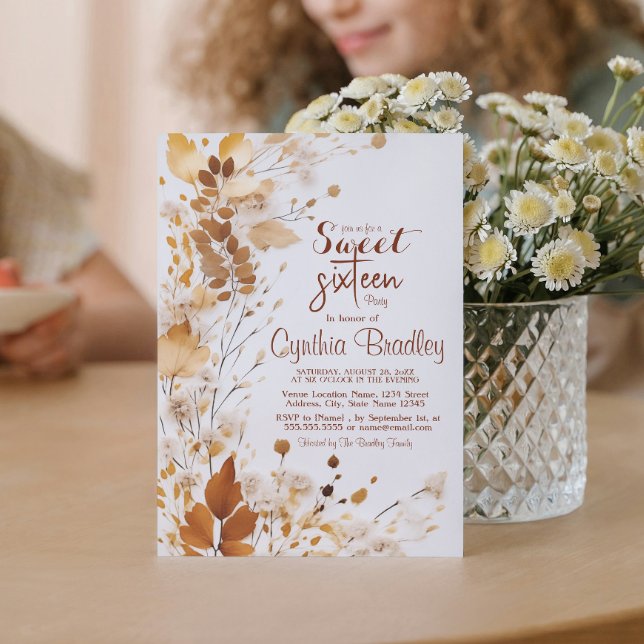 Invitation Sweet sixteen d'automne simple fête d'anniversaire (Créateur téléchargé)