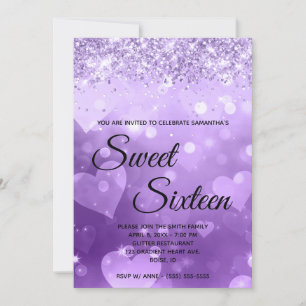 Invitation Sweet sixteen de de Parties scintillant de coeur