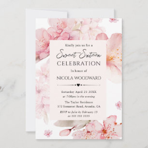 Invitation Sweet sixteen de fleurs de cerisier de printemps d