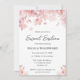 Invitation Sweet sixteen de fleurs de cerisier de printemps d