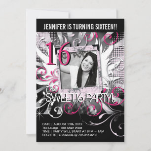 Invitation Sweet sixteen de Grunge