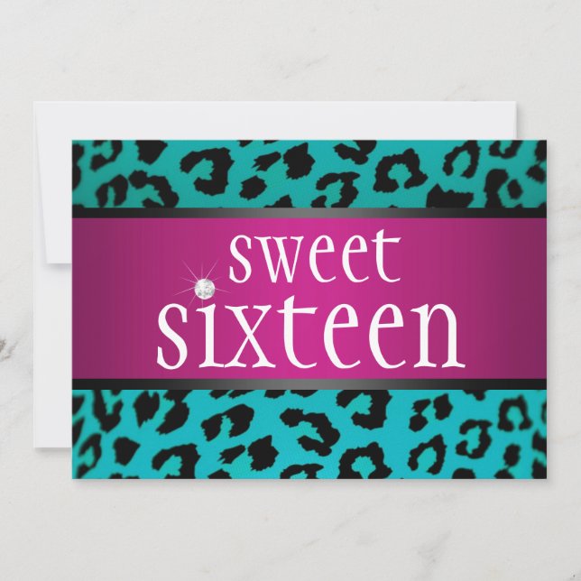Invitation Sweet sixteen de Hipster Leopard (Devant)