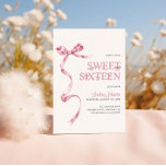 Invitation Sweet sixteen de la fille de la Bow rose 16e anniv<br><div class="desc">Cute rose arc fille sweet sixteen invitation.</div>