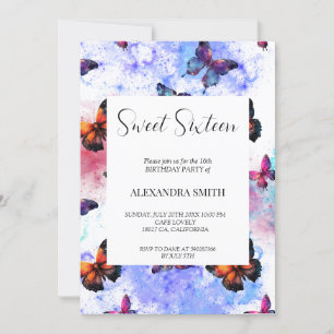 Invitation Sweet sixteen de la galaxie des papillons