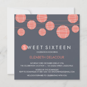 Invitation Sweet sixteen de lanternes en papier ch