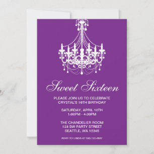 Invitation Sweet sixteen de lustre mauve et blanc