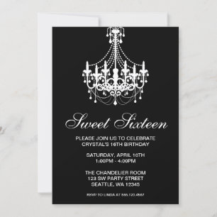 Invitation Sweet sixteen de lustre noir et blanc