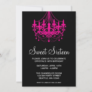 Invitation Sweet sixteen de lustre rose et noir