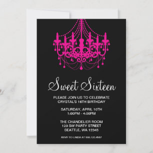 Invitation Sweet sixteen de lustre rose et noir
