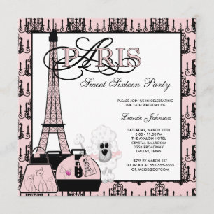 Invitation Sweet sixteen de lustre rose Paris