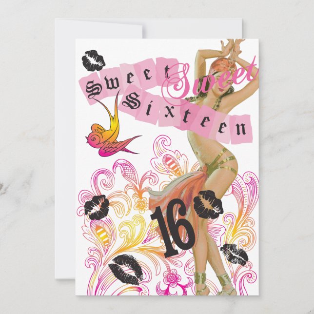 Invitation Sweet sixteen de mode rose juteux (Devant)