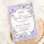 Invitation Sweet sixteen de papillons floraux violets de lava<br><div class="desc">Personnalisez cette invitation douce lavande violet fleurie Sweet 16 anniversaire facilement et rapidement. Cliquez simplement sur le bouton customiser pour modifier les textes, modifier les polices et les couleurs des polices. Jolies fleurs violettes de lavande pastel, verdure délicate et papillons violets et argentés. Objets correspondants disponibles en magasin. c) Somerset...</div>