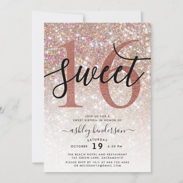 Invitation Sweet sixteen de Parties scintillant Chic Sparkly  (Devant)