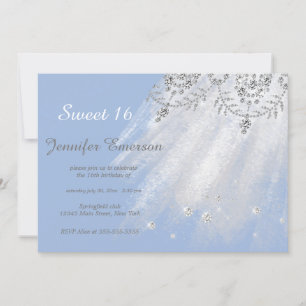 Invitation Sweet sixteen de Parties scintillant en argent et 