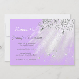 Invitation Sweet sixteen de Parties scintillant en argent et 