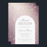 Invitation sweet sixteen de parties scintillant en cuivre iri<br><div class="desc">invitation à la fête d'anniversaire girly sweet sixteen moderne avec rose or parties scintillant arrière - plan et toute la disposition de texte dans l'arche en faisant une invitation d'anniversaire très moderne.</div>