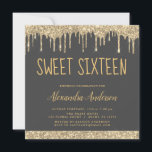 Invitation Sweet sixteen de Parties scintillant or et gris<br><div class="desc">Luxury Gold and Charcoal Grey (Grey) Sparkly Dripping Parties scintillant Sweet 16 Birthday Party Invitation. C'est l'invitation d'anniversaire parfait Sweet sixteen pour une Parties scintillant moderne Sparkle Girly Birthday Party. Veuillez contacter le concepteur pour les articles customisés correspondants.</div>