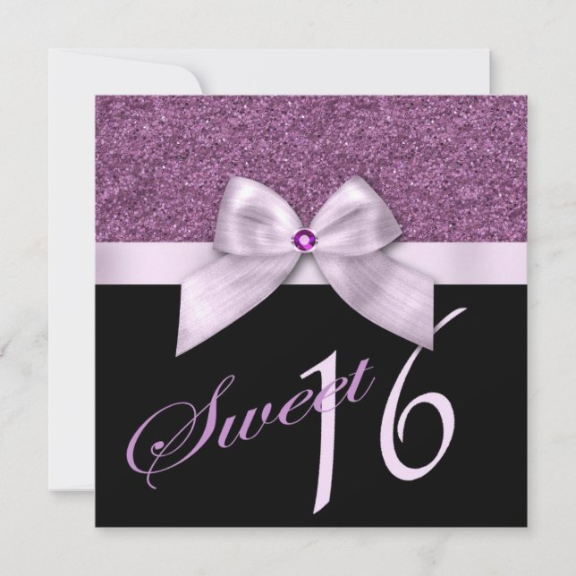 Invitation Sweet sixteen de Parties scintillant rose lavande  (Devant)