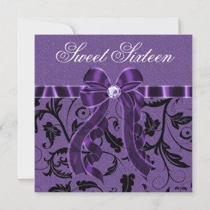 Invitation Sweet sixteen de Parties scintillant violet de lav