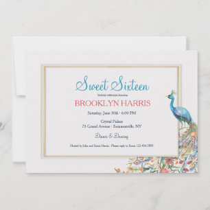 Invitation Sweet sixteen de Peacock fête d'anniversaire