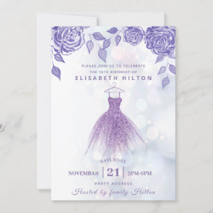 Invitation Sweet sixteen de robe de Parties scintillant moder