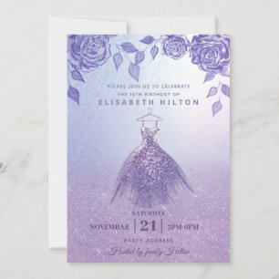 Invitation Sweet sixteen de robe de Parties scintillant moder