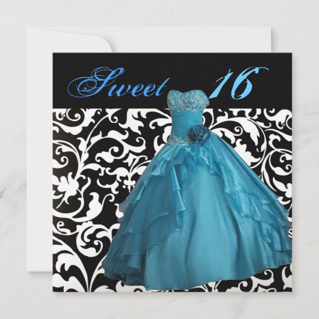 Invitation sweet sixteen de robe de robe de boule girly (Devant)