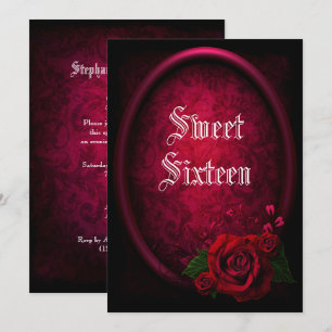 Invitation Sweet sixteen de Rose de sang gothique encadré