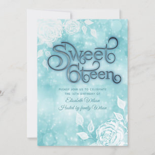 Invitation Sweet sixteen de roses blanches doux et élégant