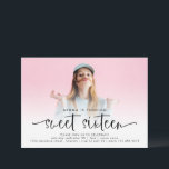 Invitation Sweet sixteen de script de superposition de photo<br><div class="desc">Sweet sixteen de script de superposition de photo moderne. Style minimaliste pour votre 16ème anniversaire. Il suffit de remplacer l'exemple de photo par le vôtre sur le devant, qui est derrière un dégradé d'opacité couche de sorte que le texte se démarque bien en bas. Vous pouvez modifier les couleurs de...</div>
