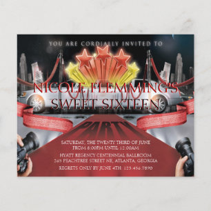 Invitation Sweet sixteen de tapis rouge