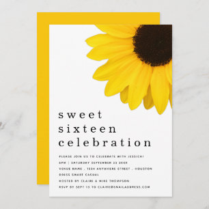 Invitation Sweet sixteen de tournesol jaune rustiq