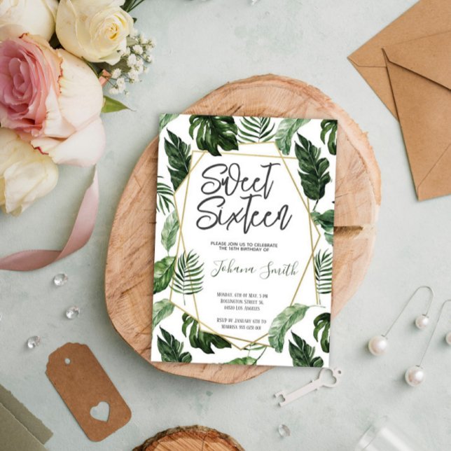 Invitation Sweet sixteen de verdure tropicale (Créateur téléchargé)