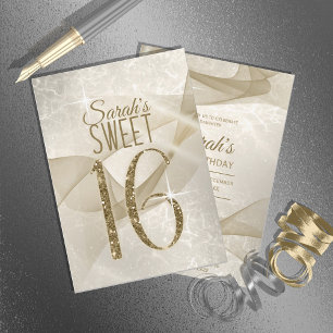 Invitation Sweet sixteen d'éclaboussures Gold ID652