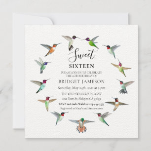 Invitation Sweet sixteen des colibris