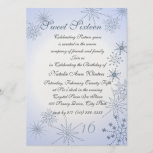 Invitation Sweet sixteen des flocons d'hiver